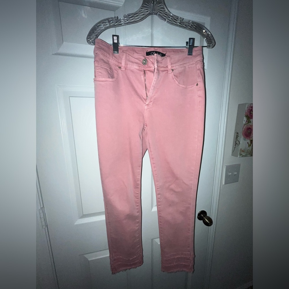 Pink colored jeans